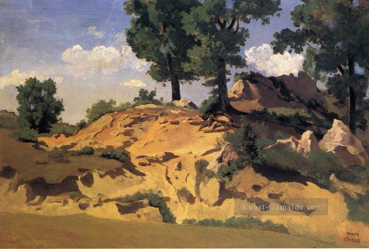 Bäume und Felsen in La Serpentara plein air Romantik Jean Baptiste Camille Corot Ölgemälde